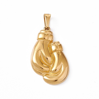 Vacuum Plating 304 Stainless Steel Pendants, Gloves Charm, Golden, 41x26x4.5mm, Hole: 8x4mm