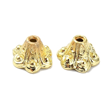 Rack Plating Brass Bead Caps, Long-Lasting Plated, Lead Free & Cadmium Free, Flower, Real 18K Gold Plated, 8.5x9.5x5.7mm, Hole: 1.4mm