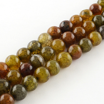 Dyed Natural Dragon Veins Agate Round Bead Strands, 8mm, Hole: 1mm, about 48pcs/strand, 14.9 inch