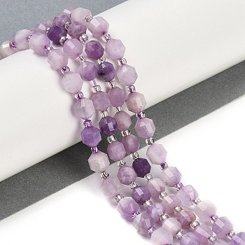 Natural Lepidolite Beads Strands, Faceted, Bicone, Double Terminated Point Prism Beads, 5x6mm, Hole: 1mm, about 41pcs/strand, 14.96''(38cm)