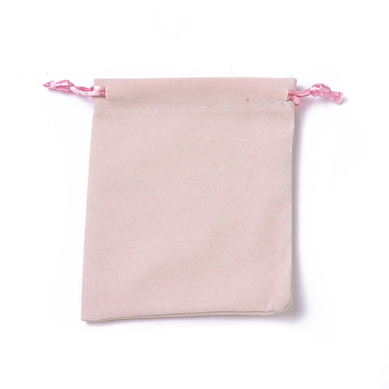 Velvet Packing Pouches, Drawstring Bags, Pink, 12~12.6x10~10.2cm