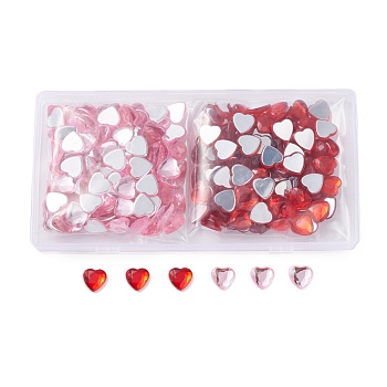 Imitation Taiwan Acrylic Rhinestone Cabochons, Flat Back & Faceted, Heart, Mixed Color, 12x12x2.5mm, 300pcs/box
