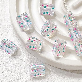 Handmade Lampwork Beads, Famille Rose Porcelain, Triangle, White, 12x9mm, Hole: 1.2mm