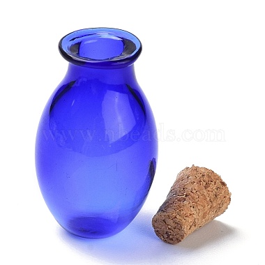 Oval Glass Cork Bottles Ornament(AJEW-O032-03B)-3