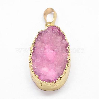 Electroplated Natural & Dyed Druzy Agate Pendants(G-N0167-020)-2