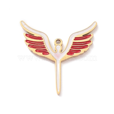 Real 18K Gold Plated Red Angel & Fairy Stainless Steel+Enamel Pendants