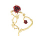 серьги-гвоздики из сплава с цветком розы(EJEW-C058-01LG)-2