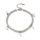 304 Stainless Steel Plastic Pearl Charm Bracelet with 201 Stainless Steel Round Beads for Women(BJEW-B057-20P)-1