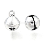 Brass Bell Charms, For Christmas, Round, Platinum, 10x8x8mm, Hole: 2mm(KKB-C203-01)