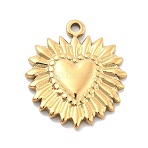 Ion Plating(IP) 304 Stainless Steel Pendants, Heart, Real 14K Gold Plated, 22.5x19.5x2.5mm, Hole: 1.5mm(STAS-P379-18A-G)