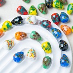 Handmade Lampwork Beads, Egg, Mixed Color, 15.5~16x11.5~12mm, Hole: 1mm(LAMP-B050-02)