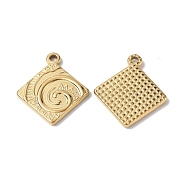 Ion Plating(IP) 304 Stainless Steel Pendants, Rhombus with Vortex Charm, Real 18K Gold Plated, 24.5x21x2.5mm, Hole: 1.8mm(STAS-C066-14G)