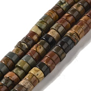 Natural Picasso Jasper Beads Strands, Disc, Heishi Beads, 5~5.5x3mm, Hole: 1mm, about 135pcs/strand, 15.94''(40.5cm)(G-Q161-D01-01)