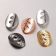 Brass Buttons, 2-Hole, Hammered Oval, Mixed Color, 14x10x1mm, Hole: 2mm(X-KK-A132-01)