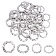 40Pcs 2 Style 304 Stainless Steel Linking Rings, Laser Cut, Textured, Round Ring, Stainless Steel Color, 20pcs/style(STAS-UN0022-16P)