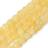 Natural Quartz Beads Strands, Dyed & Heated, Imitation Citrine, Round, 6~6.5mm, Hole: 1mm, about 62pcs/strand, 14.76 inch(37.5cm)(X-G-R479-6mm-08)