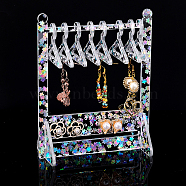 Elite 1 Set Transparent Acrylic Earring Display Stands, with Colorful Flower Sequins, Clothes Hanger-shaped, Clear, Finished Product: 12x6x16cm, about 11pcs/set(EDIS-PH0001-29)