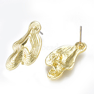 Alloy Stud Earring Findings, with Loop, Steel Pins, Light Gold, 22x11mm, Hole: 2.5mm, Pin: 0.7mm(PALLOY-S121-57)
