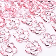 Transparent Acrylic Bead Frames, Flower, Pink, 19x20x3.5mm, Hole: 1.6mm, Inner Diameter: 6.5mm, about 632pcs/500g(TACR-S154-29B-26)