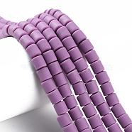Polymer Clay Bead Strands, Column, Purple, 5~7x6mm, Hole: 1.5~2mm, about 61~69pcs/strand, 15.74 inch(CLAY-T001-C51)