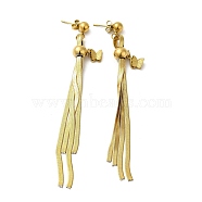 Titanium Steel Butterfly Dangle Stud Earrings, Long Chains Tassel Earrings, Golden, 90x10mm(EJEW-Z025-04G)