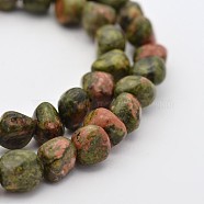Natural Unakite Bead Strands, Tumbled Stone, Nuggets, 5~7X5~7mm, Hole: 1mm, about 15.7 inch(G-P070-25)