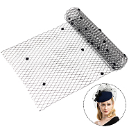 1M Polyester Mesh Fabric, for DIY Bride Veils Hats Fascinators, Black, 25cm(AJEW-GA0006-87A)