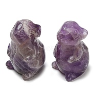 Natural Amethyst Carved Healing Mouse Figurines, Reiki Energy Stone Display Decorations, 38~39x23~24x24~26mm(DJEW-D012-02A)