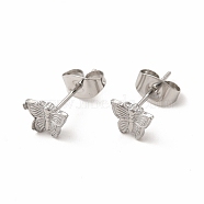 304 Stainless Steel Butterfly Stud Earrings for Women, Stainless Steel Color, 6x7mm, Pin: 0.7mm(EJEW-C004-11P)