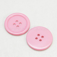 Resin Buttons, Dyed, Flat Round, Pink, 15x2.5mm, Hole: 2mm, 395pcs/bag(RESI-D030-15mm-05)