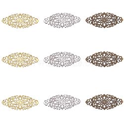 Iron Links, Etched Metal Embellishments, Flower, Mixed Color, 35x81x1mm, 60pcs/box(IFIN-PH0024-01)