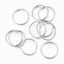 304 Stainless Steel Split Rings, Double Loops Jump Rings, Stainless Steel Color, 16x2mm, about 14mm inner diameter(STAS-H413-07P-E)