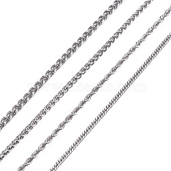 4Pcs 4 Styles 304 Stainless Steel Choker Necklaces for Women, Mixed Color, 19.69~19.88 inch(50~50.5cm), 1pc/style(NJEW-TA0001-21)