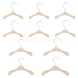 10Pcs 3 Styles Wood Clothes Hanger for Dog Cat, Iron Hook Small Pet Apparel Hanger, Navajo White, 118~147x138~218x5mm(AJEW-DR0001-09)