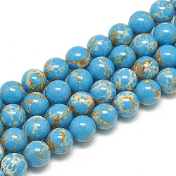 Synthetic Imperial Jasper Beads Strands, Dyed, Round, Dodger Blue, 10mm, Hole: 1mm, about 40pcs/strand, 15.7 inch(G-S300-42C-10mm)