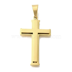 Ion Plating(IP) 304 Stainless Steel Pendants, Cross Charm, Golden, 38x23x4mm, Hole: 8x5mm(STAS-C105-09G)