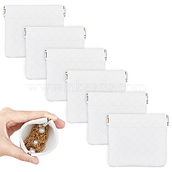 Rectangle Imitation Leather Multipurpose Shrapnel Makeup Bags, Coin Pouches for Lipstick, Small Items, Change Storage, Rhombus Pattern, White, 7.2x8.5x0.65cm(ABAG-WH0039-20A-01)