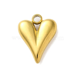 304 Stainless Steel Pendants, Heart Charm, Golden, 16x12x4mm, Hole: 2mm(STAS-G338-07G)