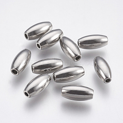 304 Stainless Steel Beads, Rice, Stainless Steel Color, 5x11mm, Hole: 1.5mm(STAS-G174-31P)