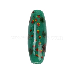 Handmade Lampwork Beads, Oval, Dark Green, 39.5x14x14mm(LAMP-Q005-03A)