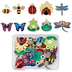 20Pcs 10 Style Alloy Enamel Pendants, Insect, Mixed Color, 15.5~25x15~24x1.4~5mm, Hole: 1.2~1.8mm, 2pcs/style(ENAM-SZ0002-89)