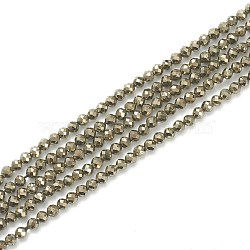 Natural Pyrite Beads Strands, Grade AB, Faceted, Round, Dark Khaki, 2mm, Hole: 0.5mm(G-J002-19)
