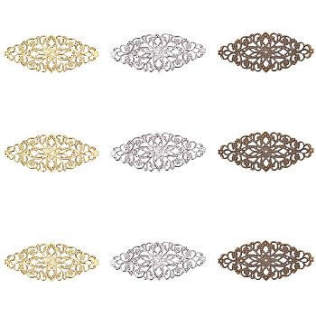 Iron Links, Etched Metal Embellishments, Flower, Mixed Color, 35x81x1mm, 60pcs/box