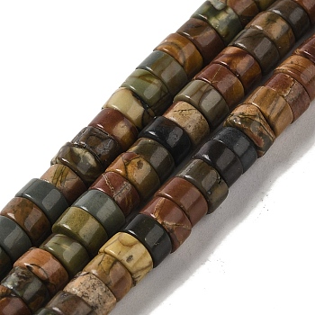 Natural Picasso Jasper Beads Strands, Disc, Heishi Beads, 5~5.5x3mm, Hole: 1mm, about 135pcs/strand, 15.94''(40.5cm)