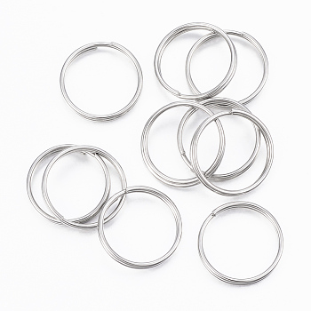 304 Stainless Steel Split Rings, Double Loops Jump Rings, Stainless Steel Color, 16x2mm, about 14mm inner diameter