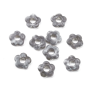 Resin Bead Frames, for Earrings Jewelry Accessories, Flower, Gray, 14x14.5x3.5mm, Hole: 1.6mm