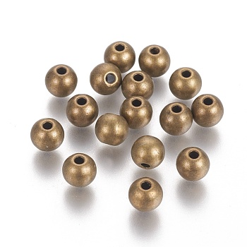 Tibetan Style Alloy Beads, Cadmium Free & Nickel Free & Lead Free, Round, Antique Bronze, 7.5mm, Hole: 2.5mm