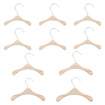 10Pcs 3 Styles Wood Clothes Hanger for Dog Cat, Iron Hook Small Pet Apparel Hanger, Navajo White, 118~147x138~218x5mm