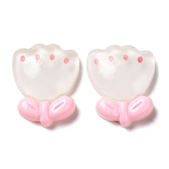 Translucent Resin Cabochons, Flower, White, 19x16x5.5mm