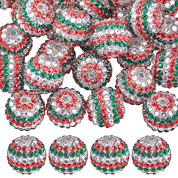 40Pcs Resin Rhinestone Round Beads, with Acrylic Beads Inside, Colorful, 20mm, Hole: 2~2.5mm